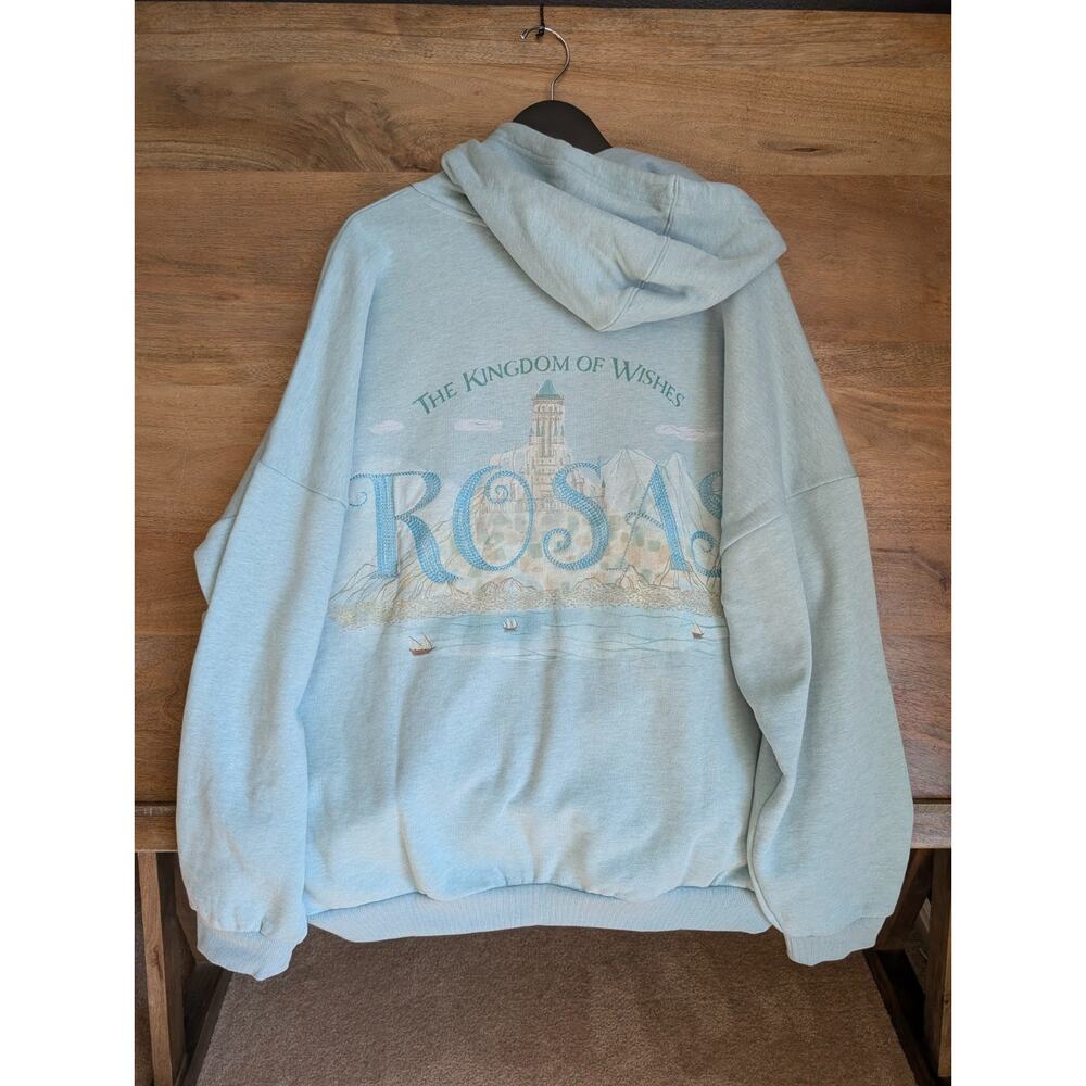 Disney Hoodie Womens XL Light Green Fleece Lined Wish You Were Here Print NWT - Picture 2 of 4